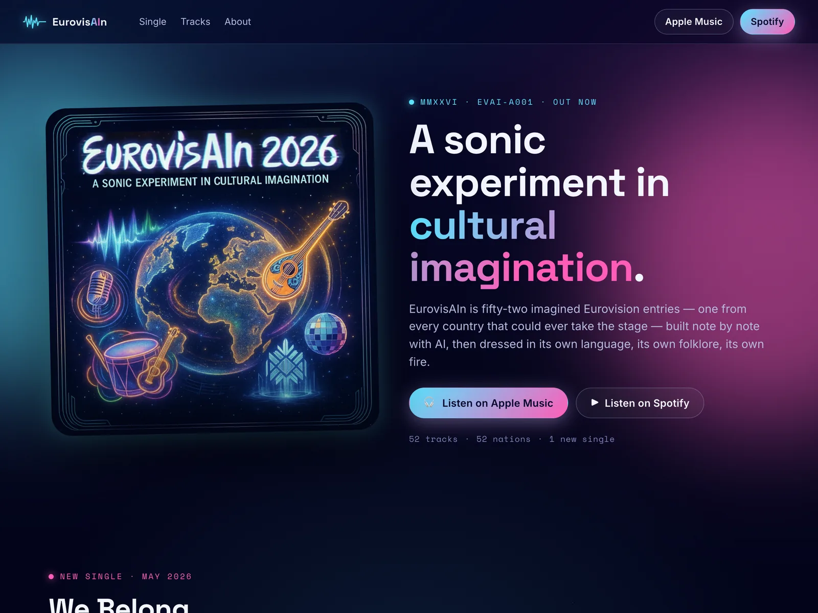 Screenshot of the EurovisAIn 2026 site